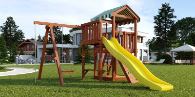 Уличные игровые комплексы для дачи - Детская площадка Савушка Мастер 1 (Махагон) Plus (горка 3 метра)