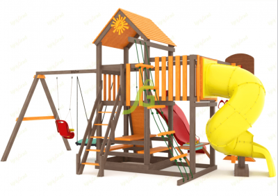Товары - Детские игровые комплексы IgraGrad Панда Фани с балконом и трубой