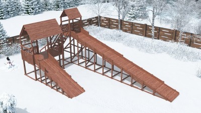 Товары - Зимняя деревянная горка CustWood Winter W12 с крышей