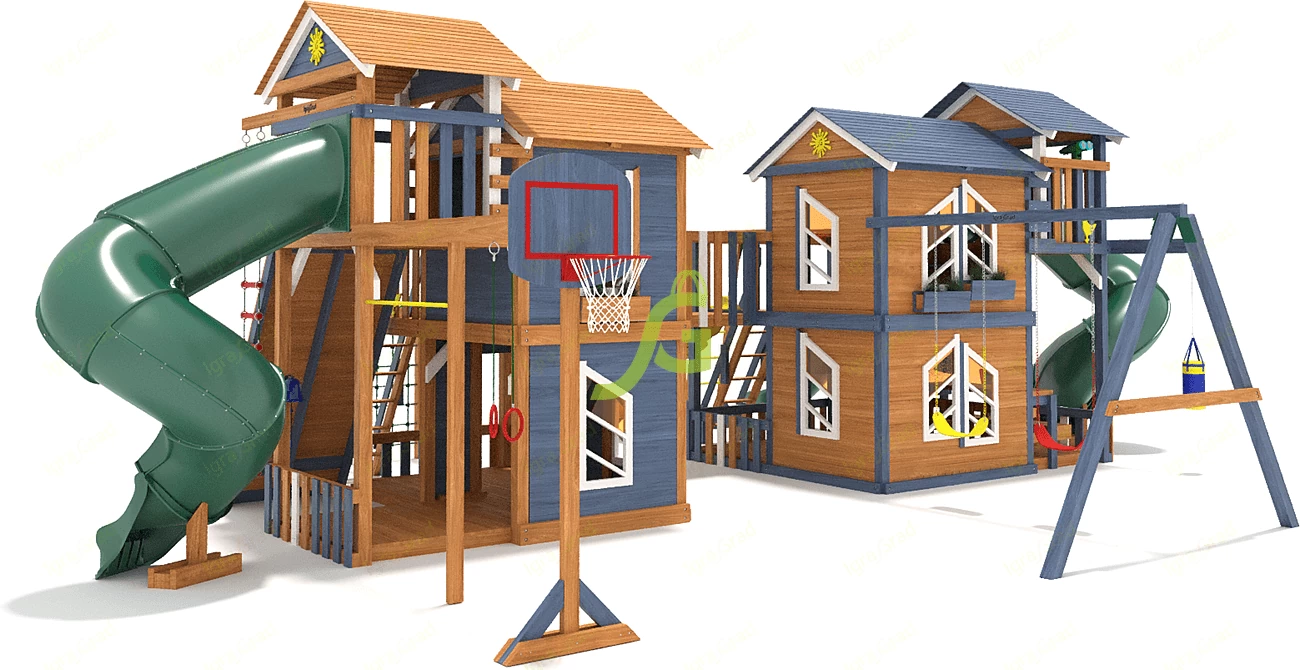 Уличные игровые комплексы для дачи - Детская деревянная площадка "IgraGrad Домик 7 мод.2"
