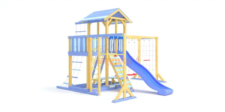 Детские комплексы с горкой и качелями - Детская игровая площадка Савушка-15 (Color-2)