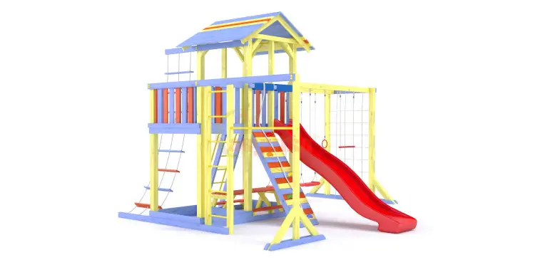 Детские комплексы с горкой и качелями - Детская игровая площадка Савушка-15 (Color-9)