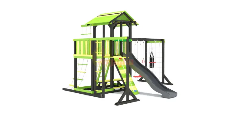 Детские комплексы с горкой и качелями - Детская игровая площадка Савушка-15 (Color-5)