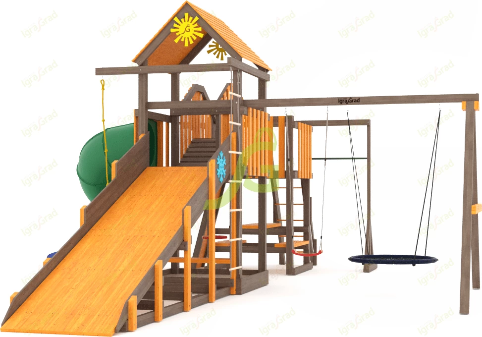 Детские площадки ИграГрад - Всесезонная площадка IgraGrad С Мостик 1 с трубой SF2