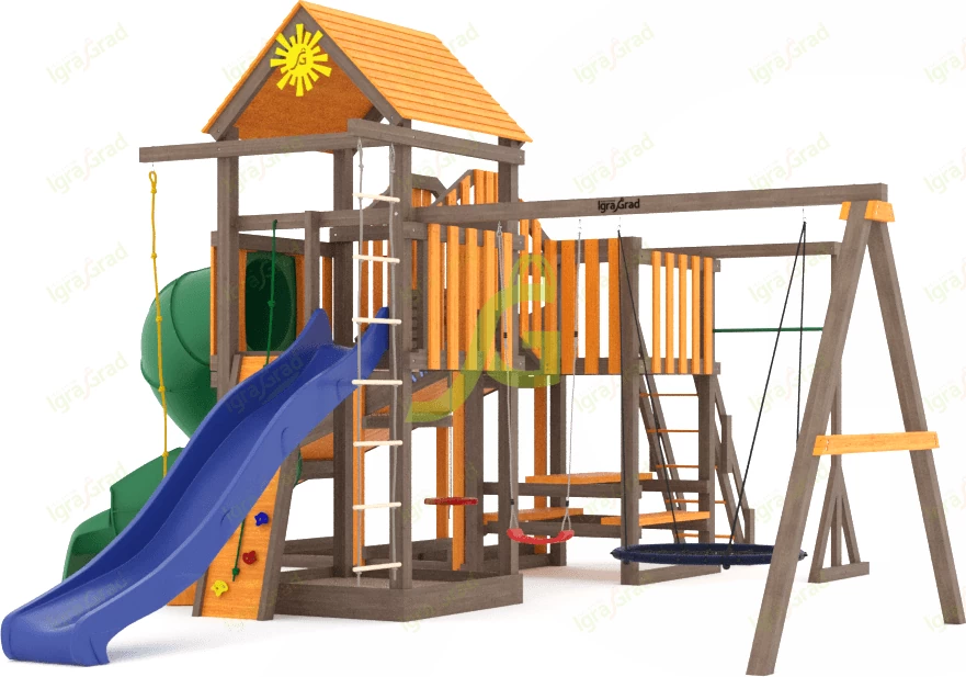 Детские площадки ИграГрад - Всесезонная площадка IgraGrad С Мостик 1 с трубой SF1