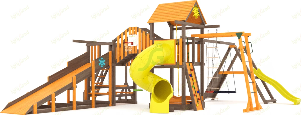 Детские площадки ИграГрад - Всесезонная площадка IgraGrad С Мостик 2 с трубой SF