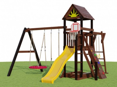 Детские комплексы с горкой и качелями - Детская площадка Magic 6