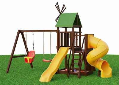 Детские площадки с горкой трубой - Игровая площадка Мельница с трубой-1