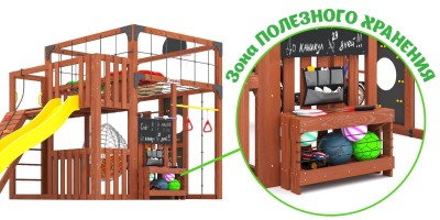 Товары - Детская площадка Савушка КУБ-3 (Махагон) с подушками и коконом