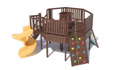 Товары - Серия G модель 1 - детская игровая конструкция платформа восьмигранник вокруг дерева (конструктор)