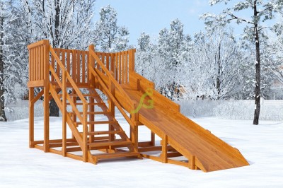 Деревянные зимние горки - Деревянная зимняя горка "IgraGrad Snow Fox", скат 4 м