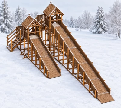 Зимняя  горка Морозко 12+8м